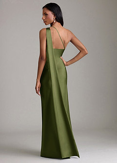 Azazie Galinda Suknie dla druhen Syrena Jedno ramię Satyna elastyczna Do ziemi Sukienka image6