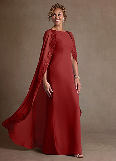 Azazie Artemisia Mother of the Bride Dresses Rust Sheath Lace Chiffon Dress image2