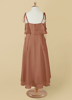 Azazie Temi Flower Girl Dresses Bronzer A-Line Spaghetti Strap Chiffon Dress image11