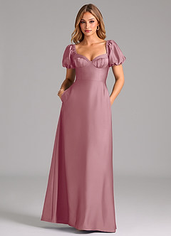 Azazie Fatima Bridesmaid Dresses Vintage Mauve A-Line Pleated Stretch Satin Dress image3