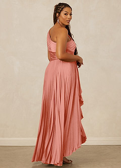 Christian Siriano Bridal for Azazie 1008 Bridesmaid Dresses Coral A-Line One Shoulder Stretch Satin Dress image13