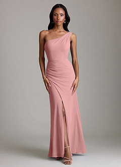 Azazie Madelyn Bridesmaid Dresses Dusty Rose Mermaid One Shoulder Chiffon Convertible Dress image7