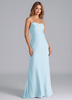 Azazie Seema Brautjungfernkleider Meerjungfrau-Linie Korsett Stretch-Satin Kleid Himmelblau image1