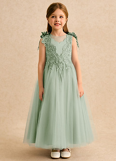 Azazie Sukie Sukienki dla dziewczynek sypiących kwiaty Suknia balowa Koronka Sznurówka Długość kostki Sukienka image4