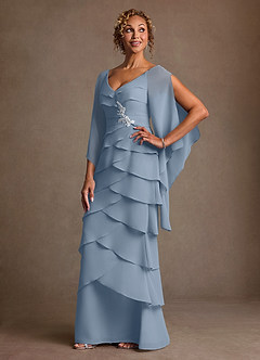 Azazie Arabinda 신부의 어머니 드레스 쉬스 셔링 쉬폰 플로어 길이 드레스 image3