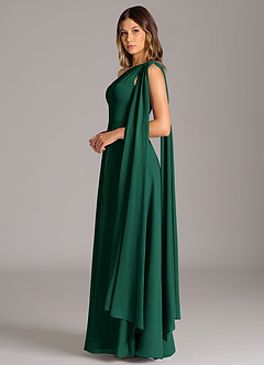Azazie Tella Bridesmaid Dresses Emerald A-Line One Shoulder Chiffon Dress image5