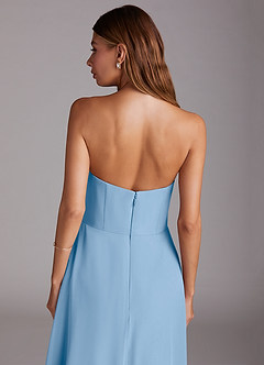 Azazie Wren Brautjungfernkleider A-Linie Schulterfrei Chiffon Kleid Puderblau image8