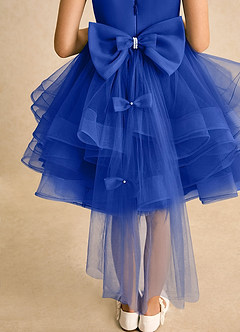 Azazie Tinie Blumenmädchenkleider Ballkleid Schleifen Tüll Kleid Königsblau image7