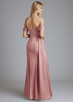 Azazie Amyra Vestidos de damas de honor Vestido de Rosa Polvorienta de Satén Elástico de Corte Sirena Convertible con Vestidos sin tirantes image2