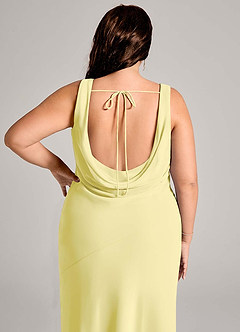 Azazie Rylina Vestidos de damas de honor Vestido de Sorbete De Limón de Gasa de Corte Sirena con Plisado image12