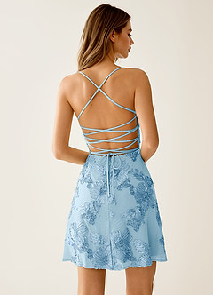 Lysandra Sky Blue Stretch 3D Flowers Corset Mini Dress image7