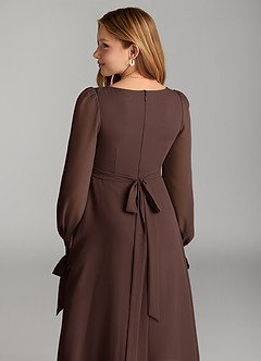 Azazie Leonia Junior A라인 포켓이 있는 쉬폰 플로어 길이 주니어 신부 들러리 드레스 image6