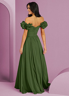Barbie ♥ Azazie Bridesmaid Dresses Olive A-Line Off the Shoulder Chiffon Convertible Dress image14