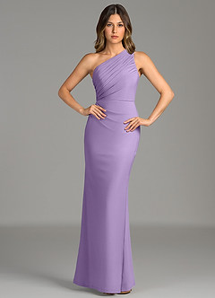 Azazie Akilah Robes de demoiselle d'honneur Robe Sirène en Jersey extensible de qualité supérieure Une épaule Lilas image4