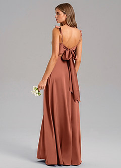 Azazie Everett Bridesmaid Dresses Clay A-Line Stretch Satin Dress image6