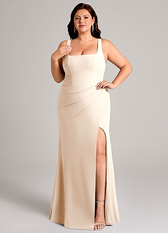 Azazie Mero Bridesmaid Dresses White Alabaster Sheath Pleated Chiffon Dress image11