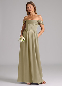 Azazie Hattie Bridesmaid Dresses Moss Green A-Line Corset Stretch Satin Dress image5