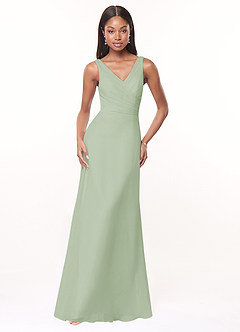 Azazie Nala Bridesmaid Dresses Dusty Sage A-Line Pleated Chiffon Dress image1