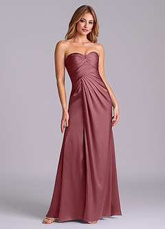 Azazie Sabrine Final Sale Desert Rose A-Line Sweetheart Neckline Stretch Satin Dress image3