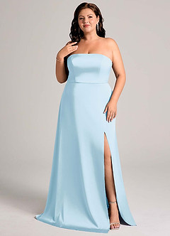 Azazie Wren Bridesmaid Dresses Sky Blue A-Line Strapless Stretch Satin Convertible Dress image3