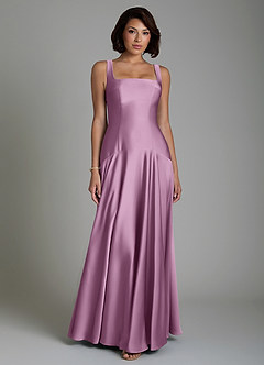 Azazie Reina Bridesmaid Dresses Wisteria A-Line Pleated Stretch Satin Dress image1