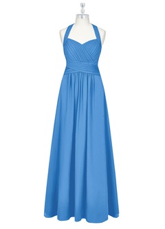 Azazie Claudia Bridesmaid Dresses Blue Jay A-Line Sweetheart Neckline Chiffon Dress image7