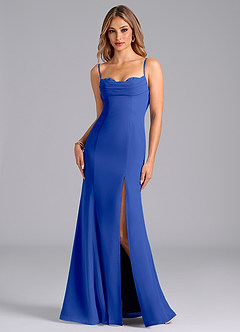 Azazie Wynni Abiti da Damigella Abito Sirena in Chiffon Corsetto Blu Reale image1