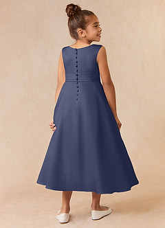 Azazie Lindy Flower Girl Dresses Stormy A-Line Pleated Matte Satin Dress image6