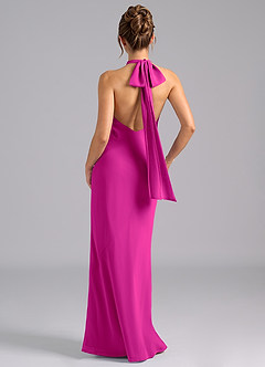 Azazie Velli Abiti da Damigella Abito Sirena in Chiffon Fiocco Fucsia image2
