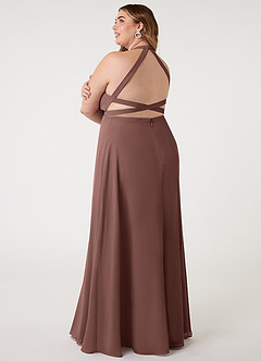 Azazie Clarice Bridesmaid Dresses Espresso A-Line Halter Chiffon Dress image12