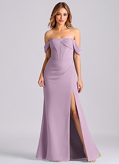 Azazie Joanne Final Sale Wisteria Mermaid Off the Shoulder Chiffon Dress image1