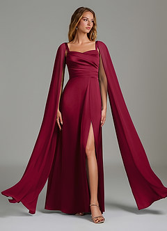 Azazie Niveah Bridesmaid Dresses Burgundy A-Line Strapless Stretch Satin Convertible Dress image5