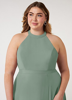 Azazie Clarice Robes de demoiselle d'honneur Robe Trapèze en Mousseline de soie Dos nu Sauge D'argent image13