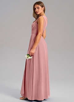 Azazie Phaedra Bridesmaid Dresses Dusty Rose A-Line One Shoulder Chiffon Dress image6