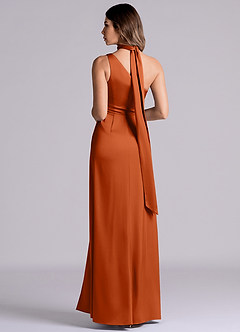 Azazie Philana Bridesmaid Dresses Burnt Orange A-Line One Shoulder Stretch Satin Dress image7