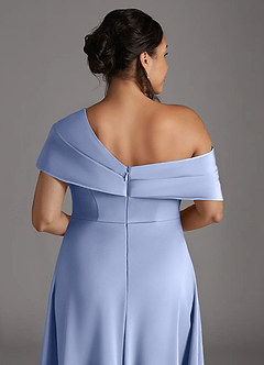 Azazie Milton Mother of the Bride Dresses Ice A-Line Pleated Stretch Satin Dress image10