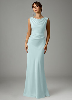 Azazie Kieryn Robes de demoiselle d'honneur Robe Sirène en Satin extensible Plissée Verre De Mer image1