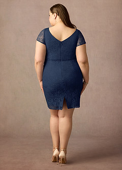 Azazie Lucilia Mother of the Bride Dresses Dark Navy Sheath Lace Dress image8