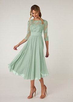 Azazie Tutu Mother of the Bride Dresses Agave A-Line Boatneck Lace Chiffon Dress image3