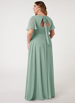 Azazie Kimber Bridesmaid Dresses Agave A-Line Flounce Sleeve Chiffon Dress image8