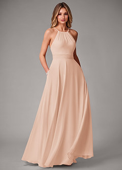 Azazie Amalia Bridesmaid Dresses English Rose A-Line Pleated Chiffon Dress image1