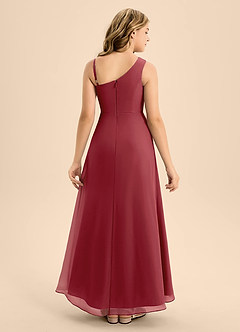Azazie Brooke Junior Abito A-Line in Chiffon Spacco Laterale Melograno image2