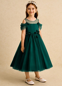 Azazie Juni Blumenmädchenkleider Ballkleid Plissee Tüll Kleid Kiefer image8