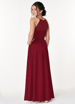 Azazie Ginger Junior Burgundy A-Line Pleated Chiffon Dress image2