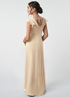 Azazie Claudine Junior Champagne A-Line Pleated Chiffon Dress image4