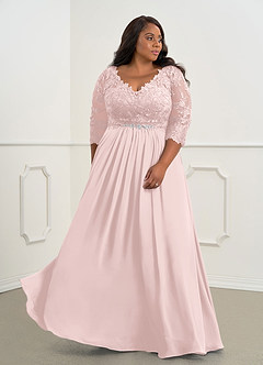 Azazie Hayek Final Sale Agave A-Line V-Neck Lace Chiffon Dress image9