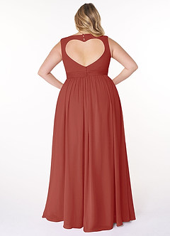 Azazie Raine Final Sale Terracotta A-Line Sweetheart Ruched Chiffon Dress image8