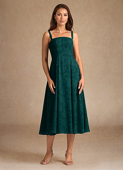 Azazie Lorain Mother of the Bride Dresses Pine A-Line Pleated Floral Burnout Dress image9
