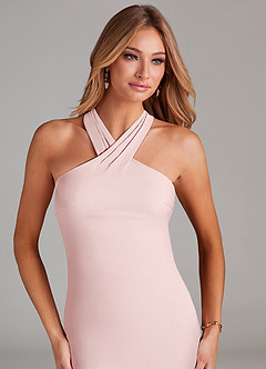 Azazie Doretta Abiti da Damigella Abito Sirena in Chiffon Plissettato Rosa Rossore image12