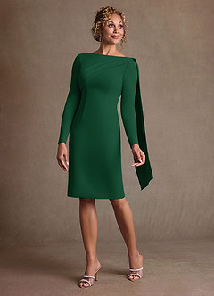 Azazie Merian 신부의 어머니 드레스 컬럼 주름진 스트레치 크레이프 무릎 길이 드레스 image3